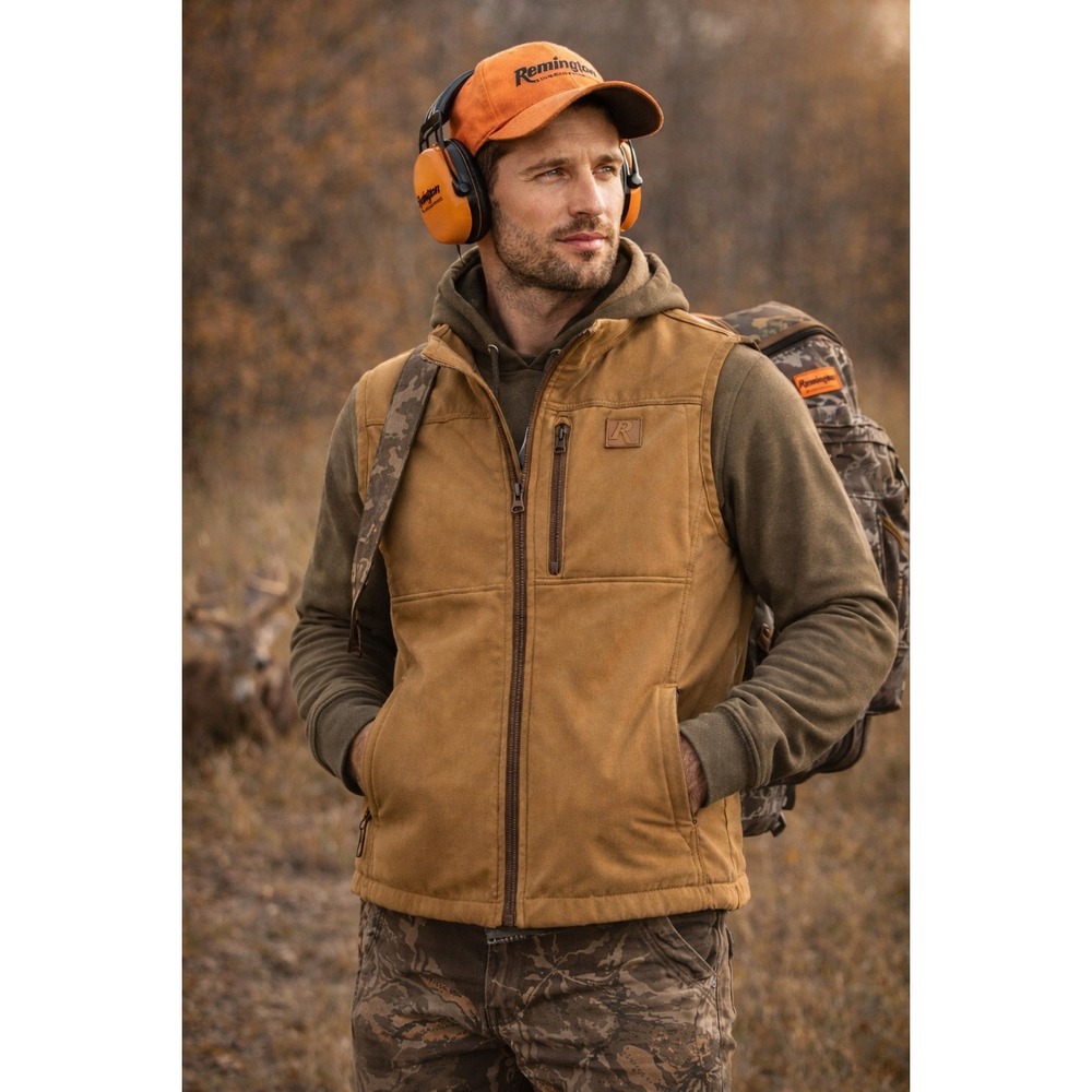 Remington Brown Tan Softshell Hunting Utility Vest Outdoors Workwear Mens Sz S
